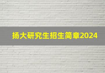 扬大研究生招生简章2024