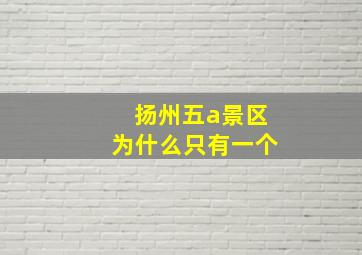 扬州五a景区为什么只有一个