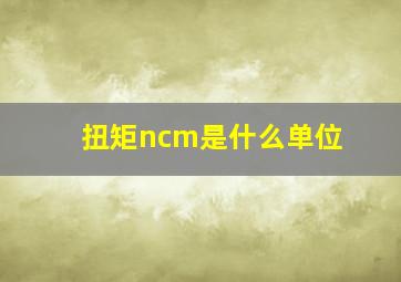 扭矩ncm是什么单位