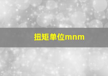 扭矩单位mnm