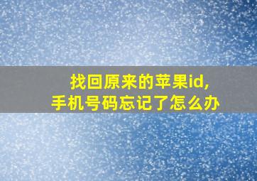 找回原来的苹果id,手机号码忘记了怎么办