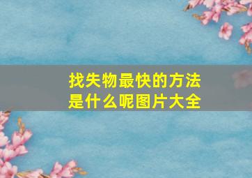 找失物最快的方法是什么呢图片大全