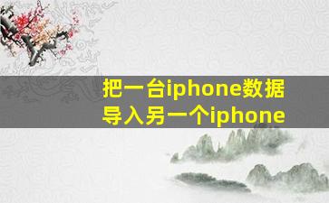 把一台iphone数据导入另一个iphone