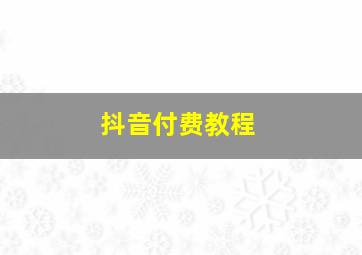 抖音付费教程