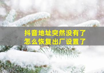 抖音地址突然没有了怎么恢复出厂设置了