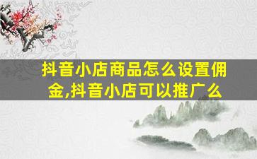 抖音小店商品怎么设置佣金,抖音小店可以推广么