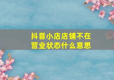 抖音小店店铺不在营业状态什么意思