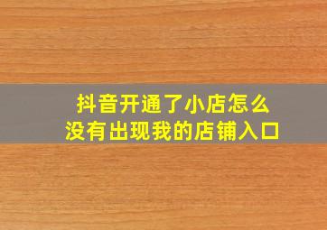 抖音开通了小店怎么没有出现我的店铺入口