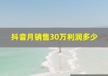 抖音月销售30万利润多少