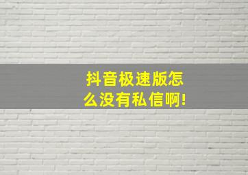 抖音极速版怎么没有私信啊!