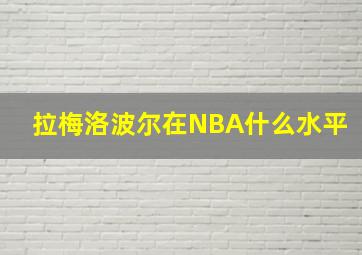 拉梅洛波尔在NBA什么水平