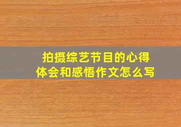 拍摄综艺节目的心得体会和感悟作文怎么写