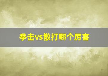 拳击vs散打哪个厉害