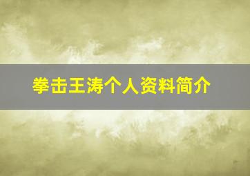 拳击王涛个人资料简介