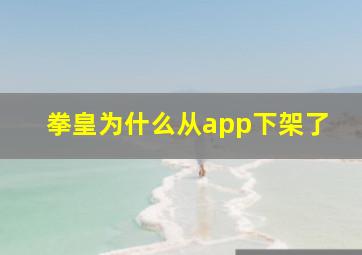 拳皇为什么从app下架了