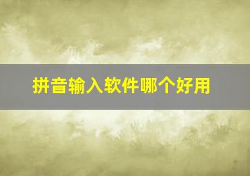 拼音输入软件哪个好用