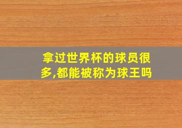 拿过世界杯的球员很多,都能被称为球王吗