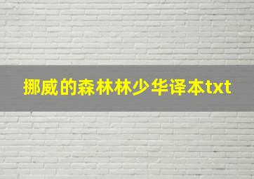 挪威的森林林少华译本txt