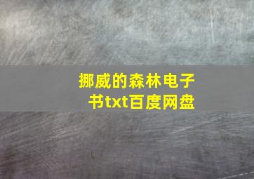 挪威的森林电子书txt百度网盘