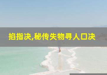 掐指决,秘传失物寻人口决