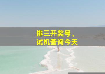 排三开奖号、试机查询今天