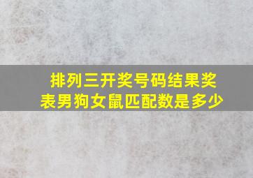 排列三开奖号码结果奖表男狗女鼠匹配数是多少