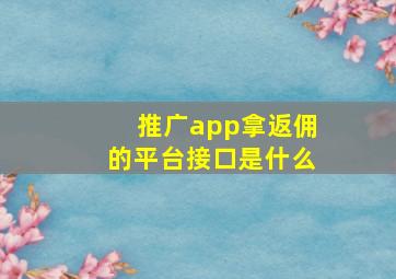 推广app拿返佣的平台接口是什么