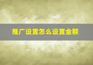 推广设置怎么设置金额