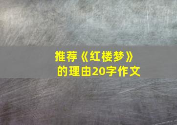 推荐《红楼梦》的理由20字作文