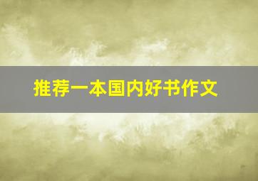 推荐一本国内好书作文