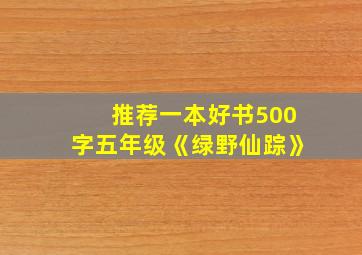 推荐一本好书500字五年级《绿野仙踪》