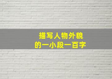 描写人物外貌的一小段一百字