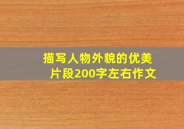 描写人物外貌的优美片段200字左右作文