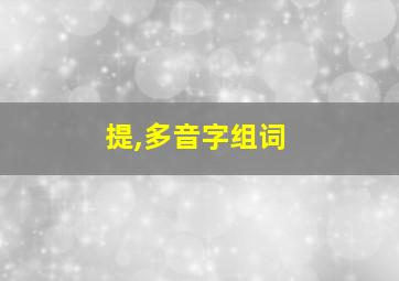 提,多音字组词