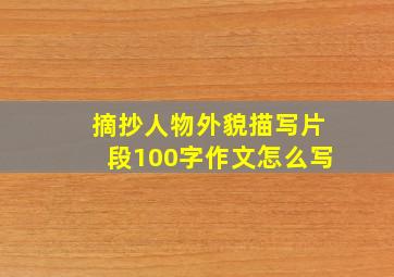 摘抄人物外貌描写片段100字作文怎么写