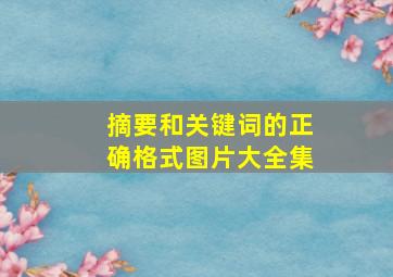 摘要和关键词的正确格式图片大全集