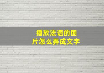 播放法语的图片怎么弄成文字