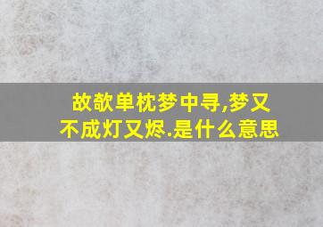 故欹单枕梦中寻,梦又不成灯又烬.是什么意思