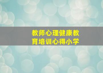 教师心理健康教育培训心得小学