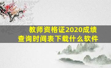 教师资格证2020成绩查询时间表下载什么软件