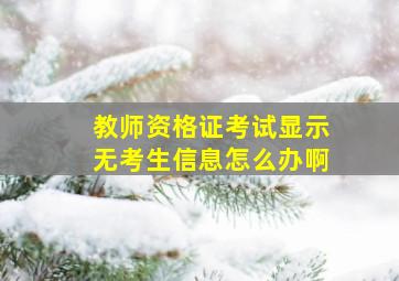 教师资格证考试显示无考生信息怎么办啊