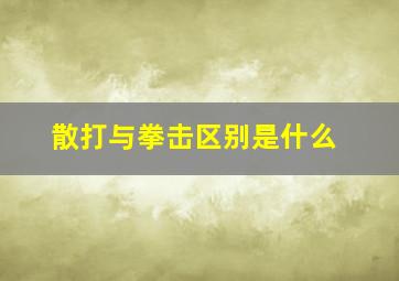 散打与拳击区别是什么