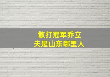 散打冠军乔立夫是山东哪里人