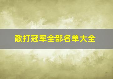 散打冠军全部名单大全