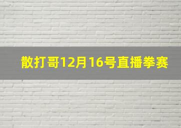 散打哥12月16号直播拳赛