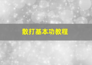 散打基本功教程