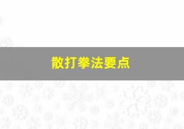 散打拳法要点