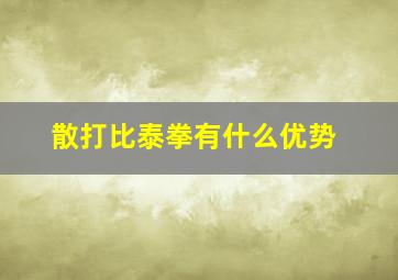 散打比泰拳有什么优势