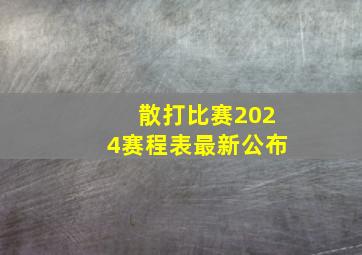 散打比赛2024赛程表最新公布