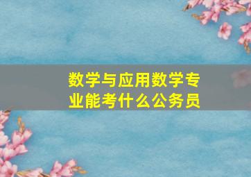 数学与应用数学专业能考什么公务员